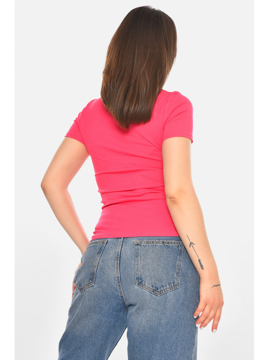 Футболка женская однотонная розового цвета 213479C
