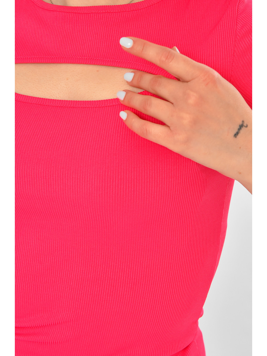 Футболка женская однотонная розового цвета 213479C