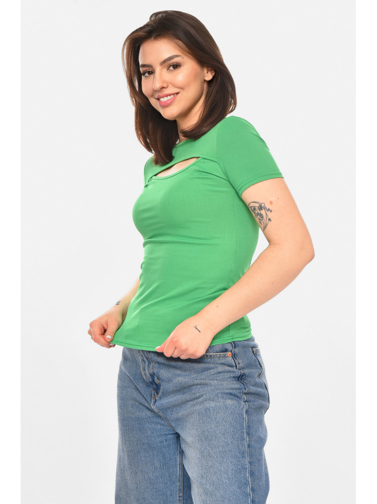 Футболка женская однотонная зеленого цвета 213480C
