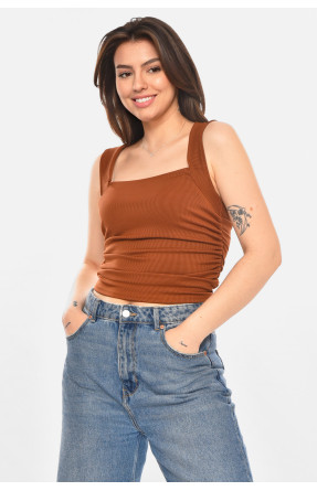 Майка женская однотонная тёмно-коричневого цвета 213481C