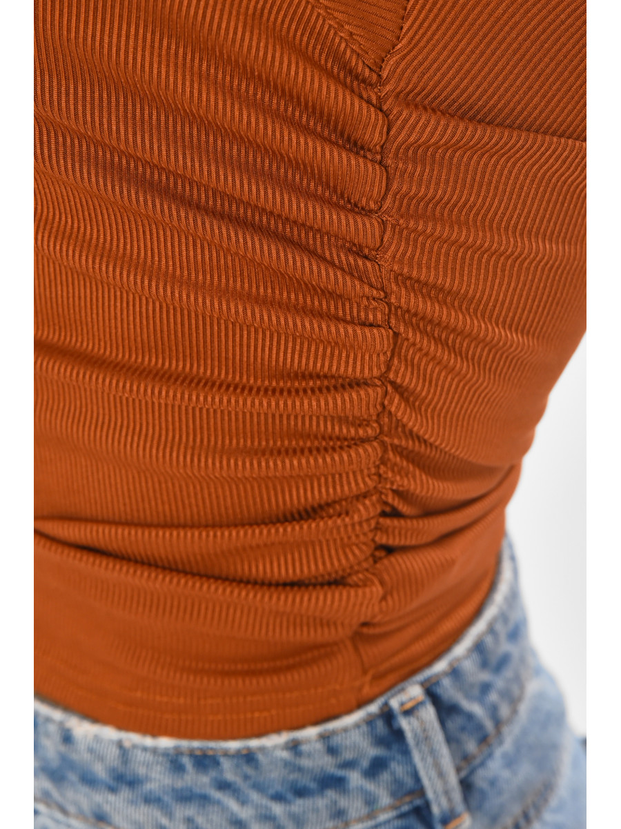 Майка женская однотонная тёмно-коричневого цвета 213481C