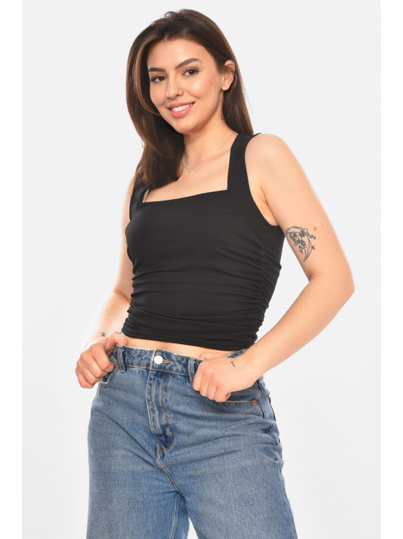 Майка женская однотонная черного цвета 213482C