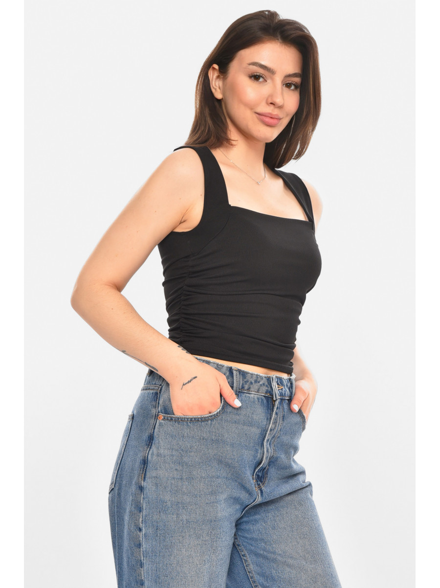 Майка женская однотонная черного цвета 213482C