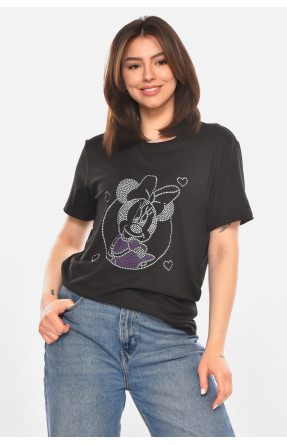 Футболка женская черного цвета с принтом 213483C