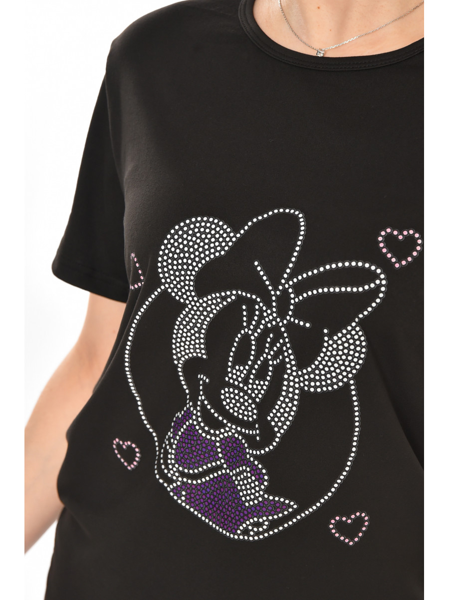 Футболка женская черного цвета с принтом 213483C