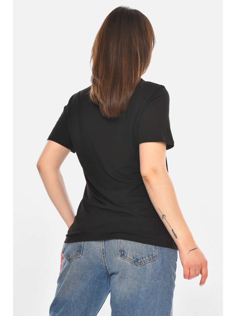 Футболка женская черного цвета с принтом 213484C