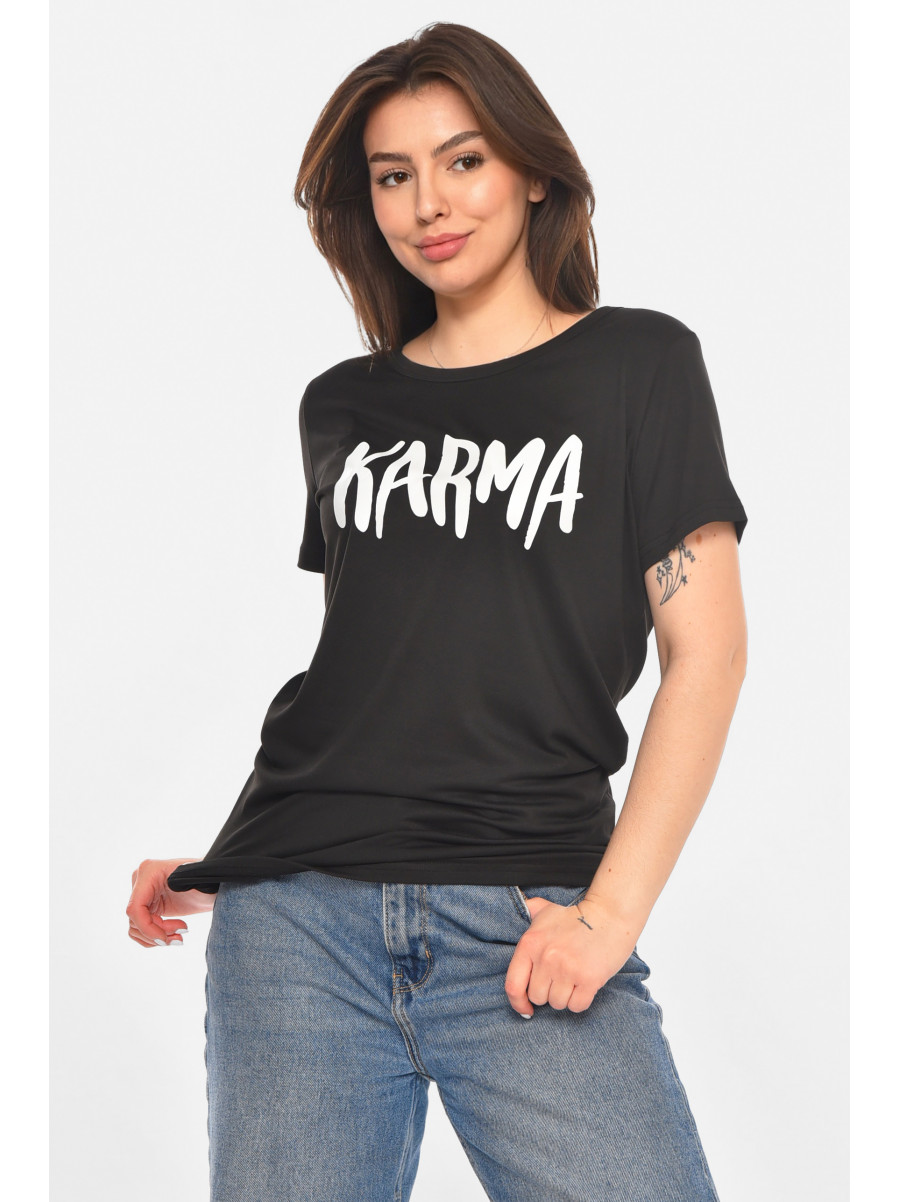 Футболка женская черного цвета с принтом 213485C