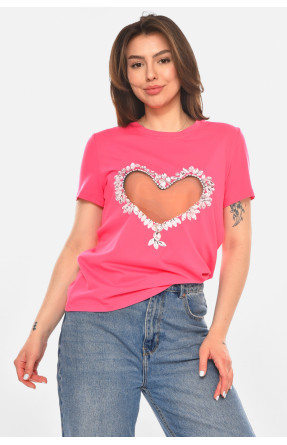 Футболка женская розового цвета с принтом 213486C