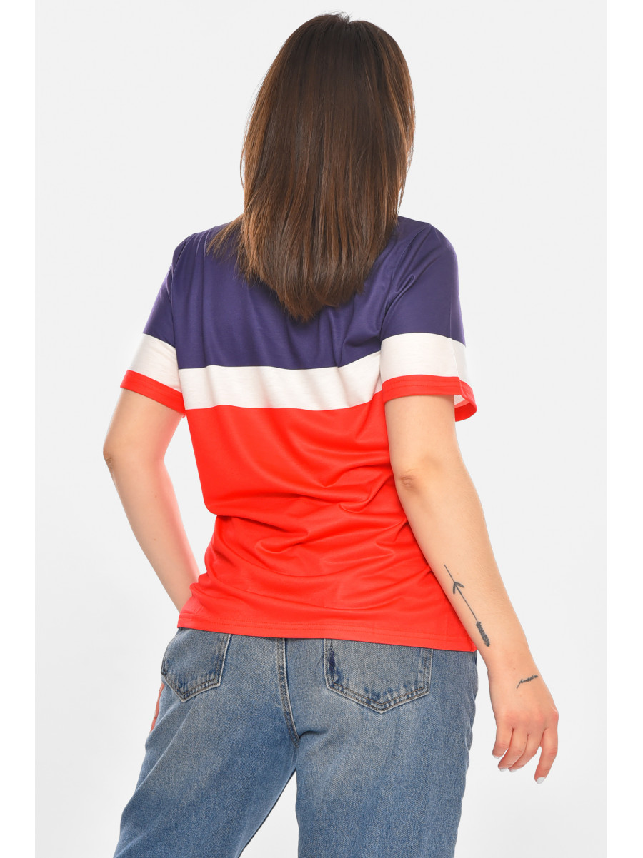 Футболка женская красного цвета с принтом 213487C