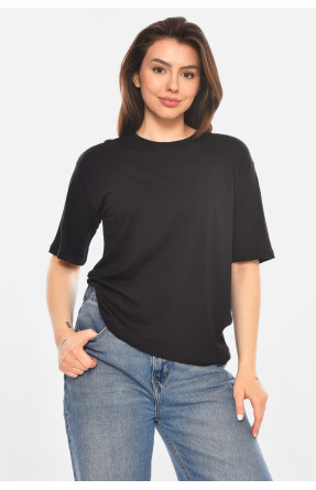 Футболка женская однотонная черного цвета 213488C