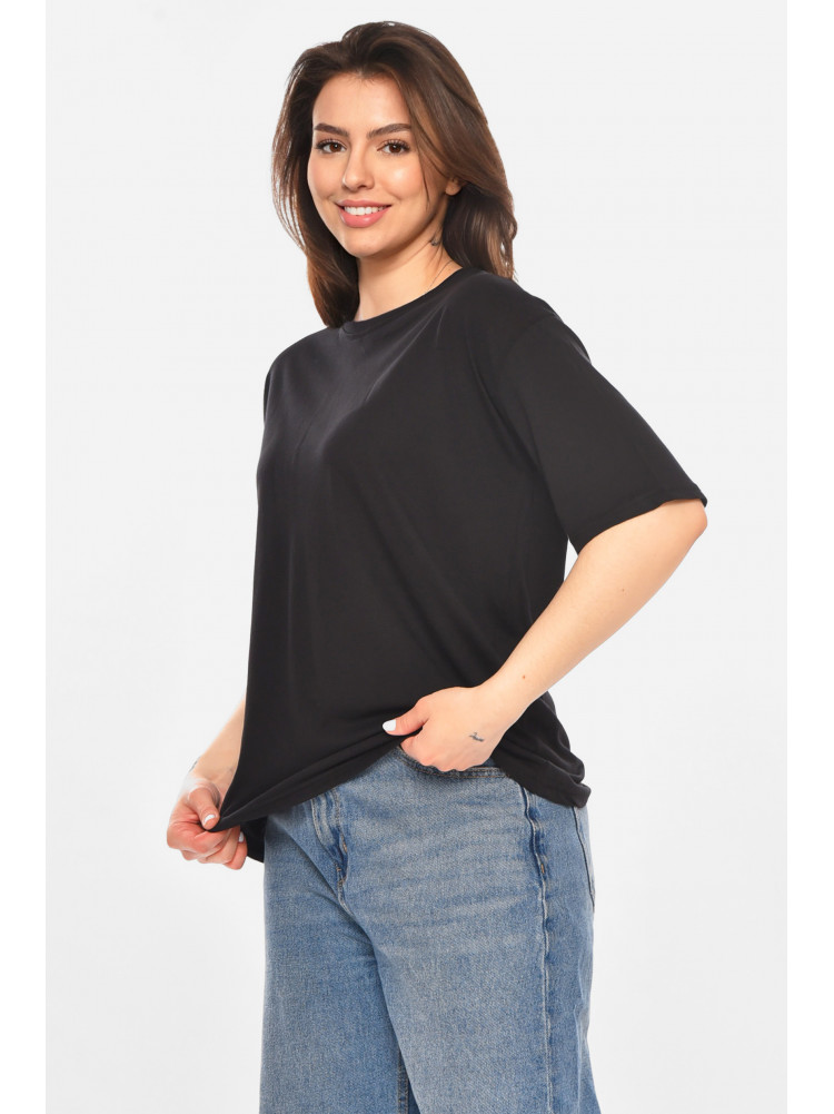 Футболка женская однотонная черного цвета 213488C