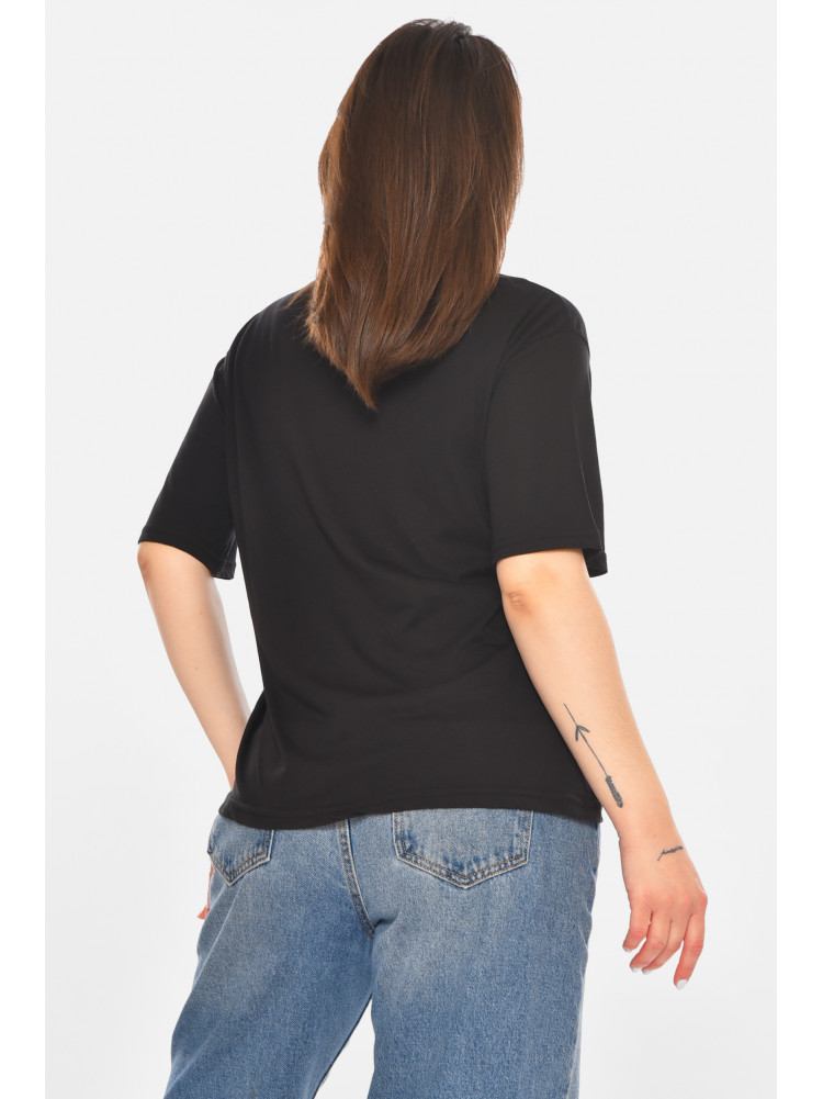 Футболка женская однотонная черного цвета 213488C