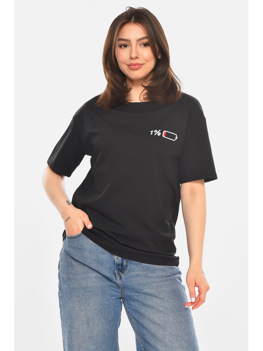 Футболка женская черного цвета с принтом 213489C