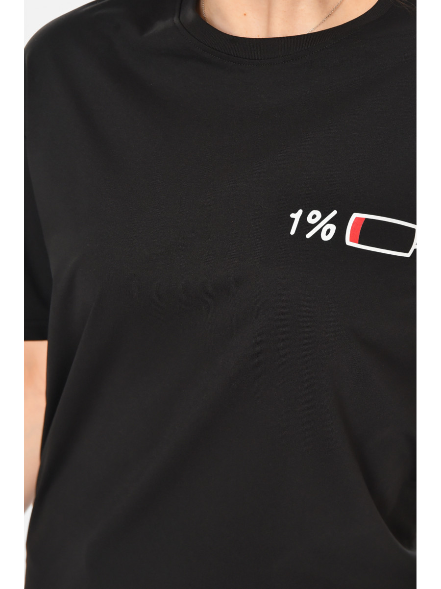 Футболка женская черного цвета с принтом 213489C