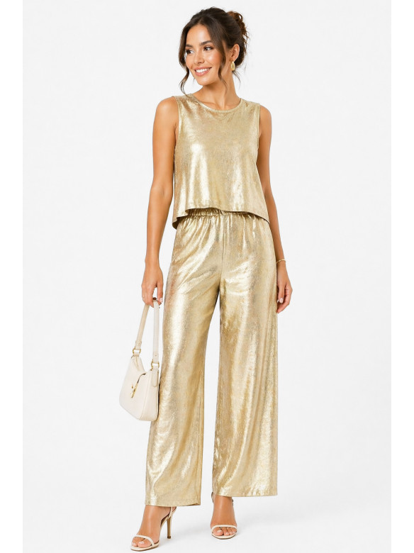 Костюм женский однотонный золотистого цвета 213494C