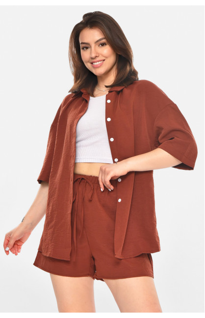 Костюм женский однотонный шоколадного цвета 213495C