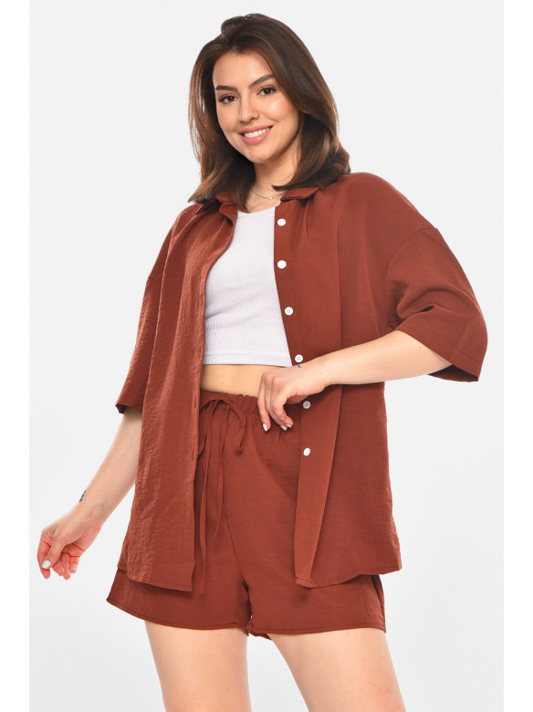 Костюм женский однотонный шоколадного цвета 213495C