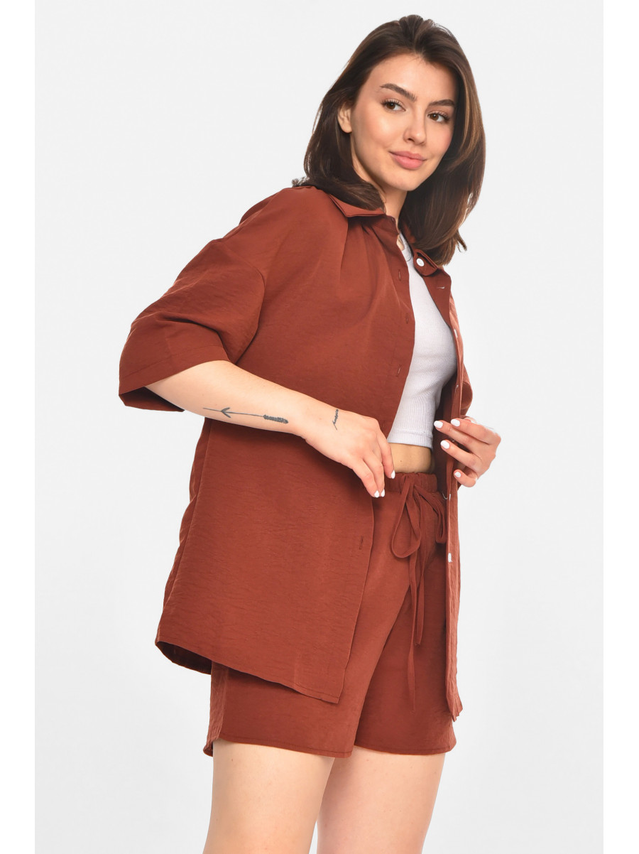 Костюм женский однотонный шоколадного цвета 213495C