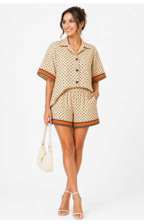 Костюм женский бежевого цвета с принтом 213497C