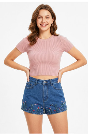 Шорты женские джинсовые синего цвета 213500C