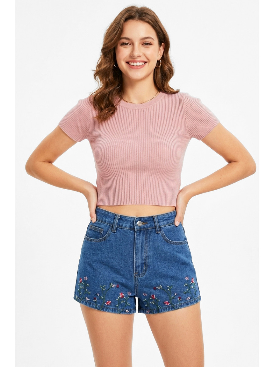 Шорты женские джинсовые синего цвета 213500C