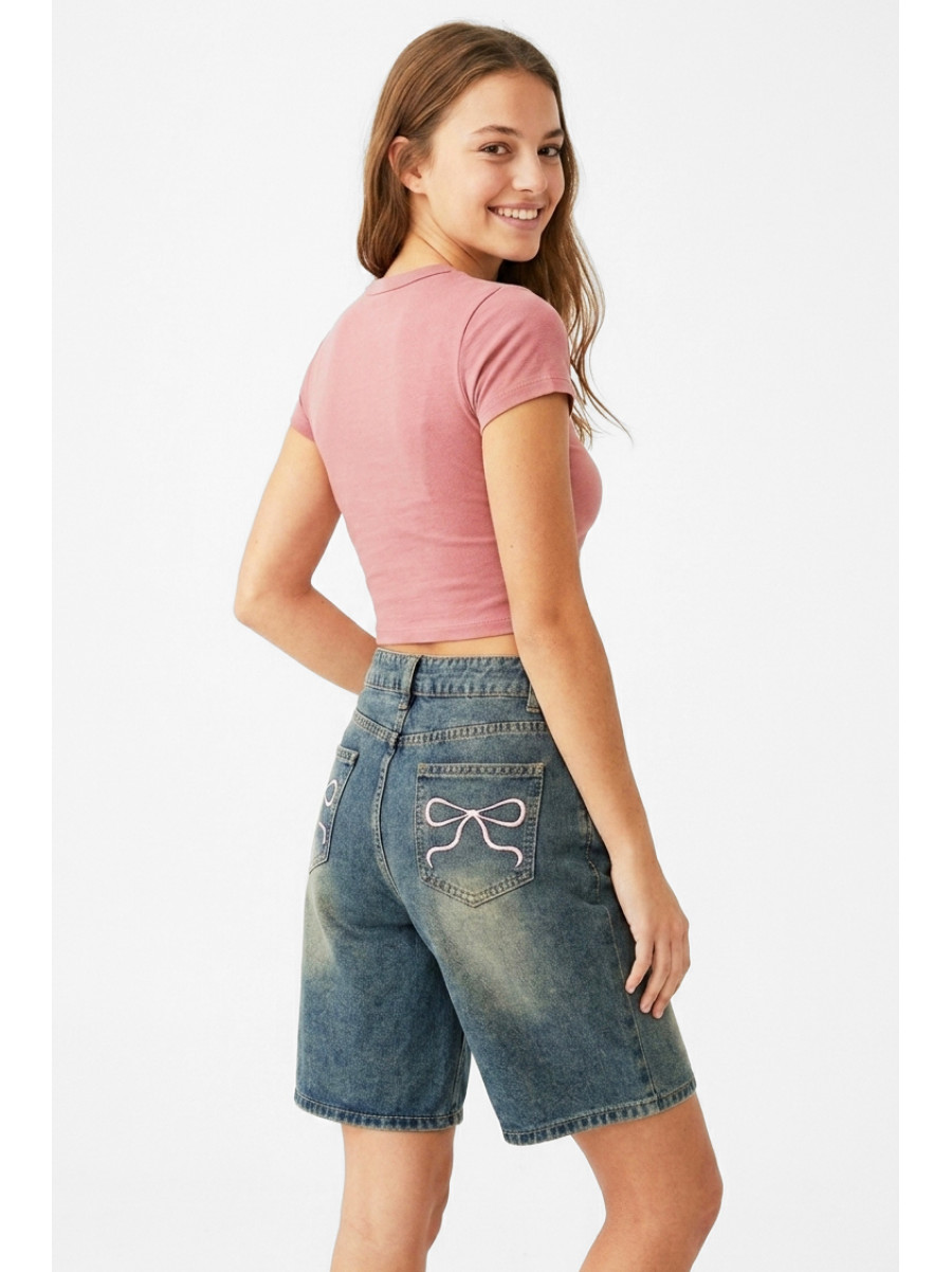 Шорты женские джинсовые синего цвета 213504C