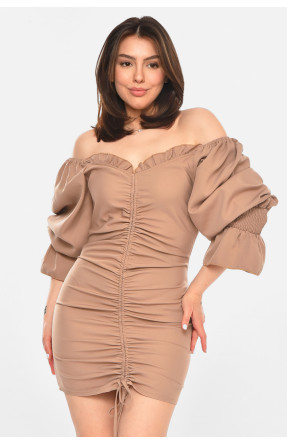 Сукня жіноча однотонна кольору мокко 213506C