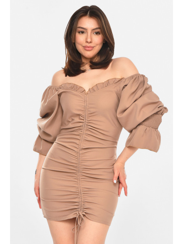 Сукня жіноча однотонна кольору мокко 213506C
