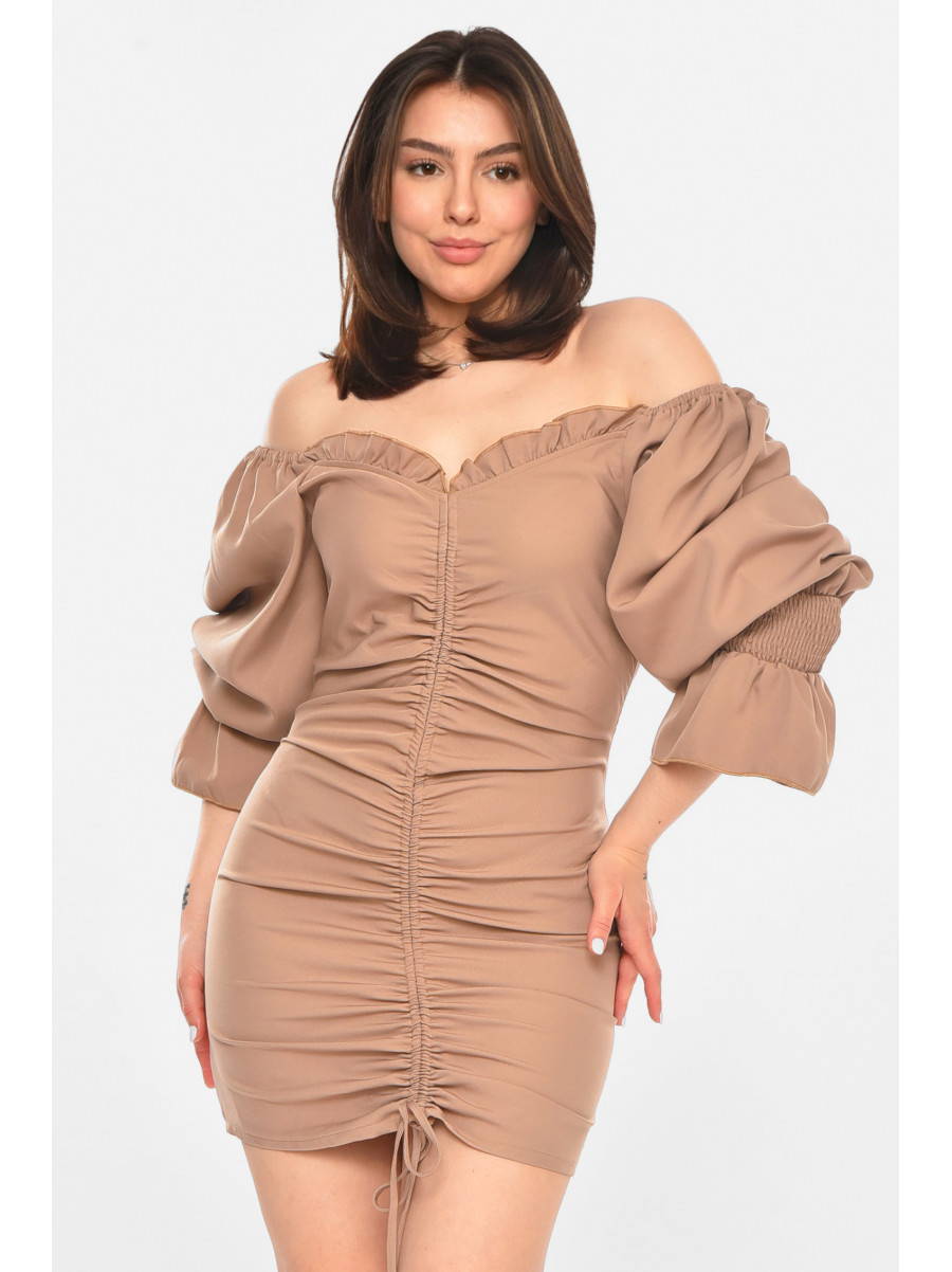 Сукня жіноча однотонна кольору мокко 213506C