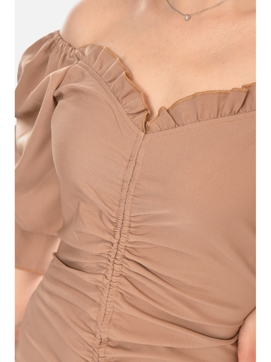 Сукня жіноча однотонна кольору мокко 213506C