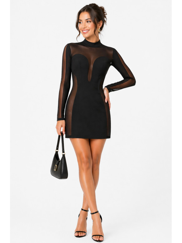Платье женское однотонное черного цвета 213508C