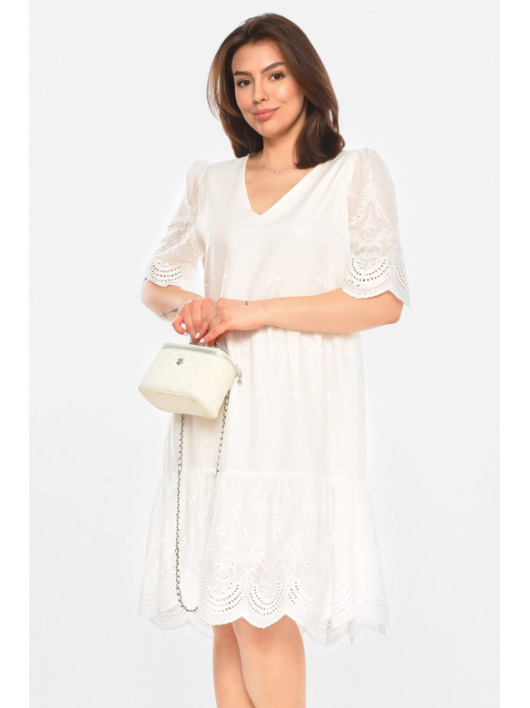 Сукня жіноча однотонна білого кольору 213511C