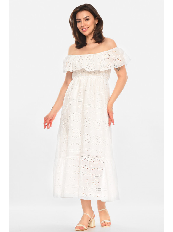 Сукня жіноча однотонна білого кольору 213512C