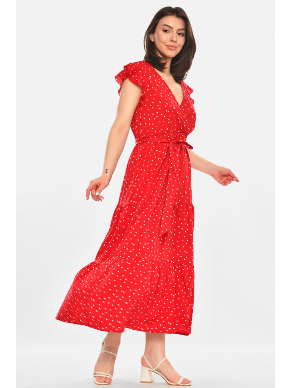 Сукня жіноча червоного кольору з принтом 213519C