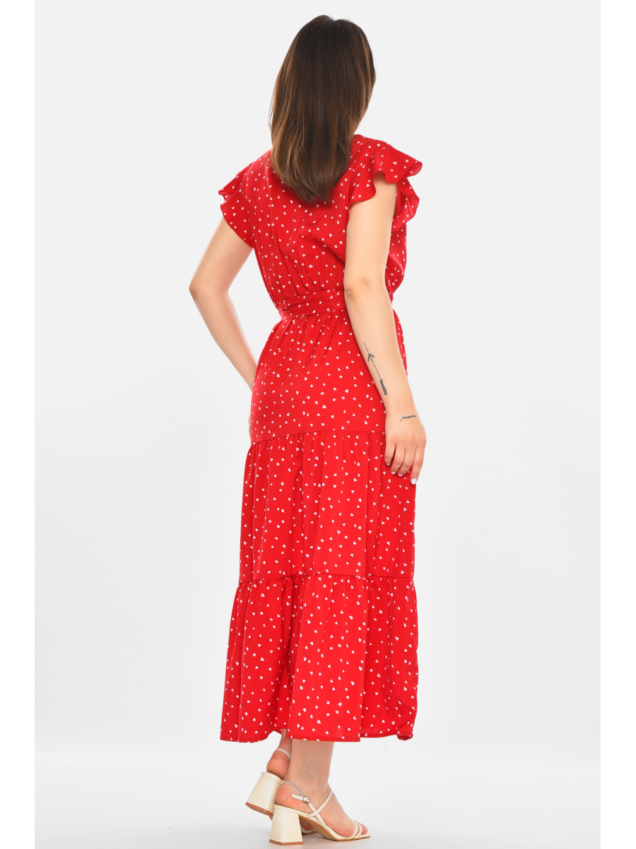 Сукня жіноча червоного кольору з принтом 213519C