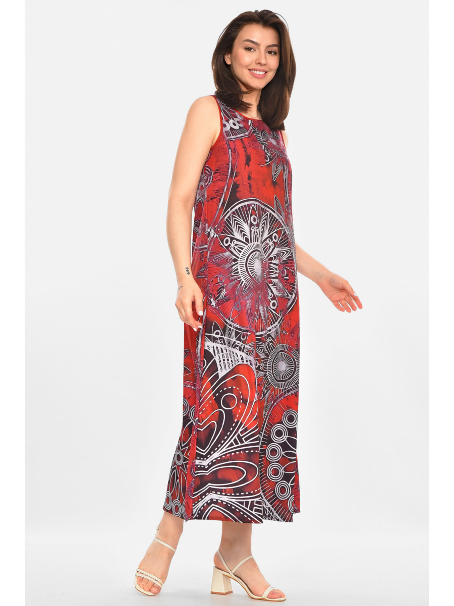 Сукня жіноча бордового кольору з принтом 213522C