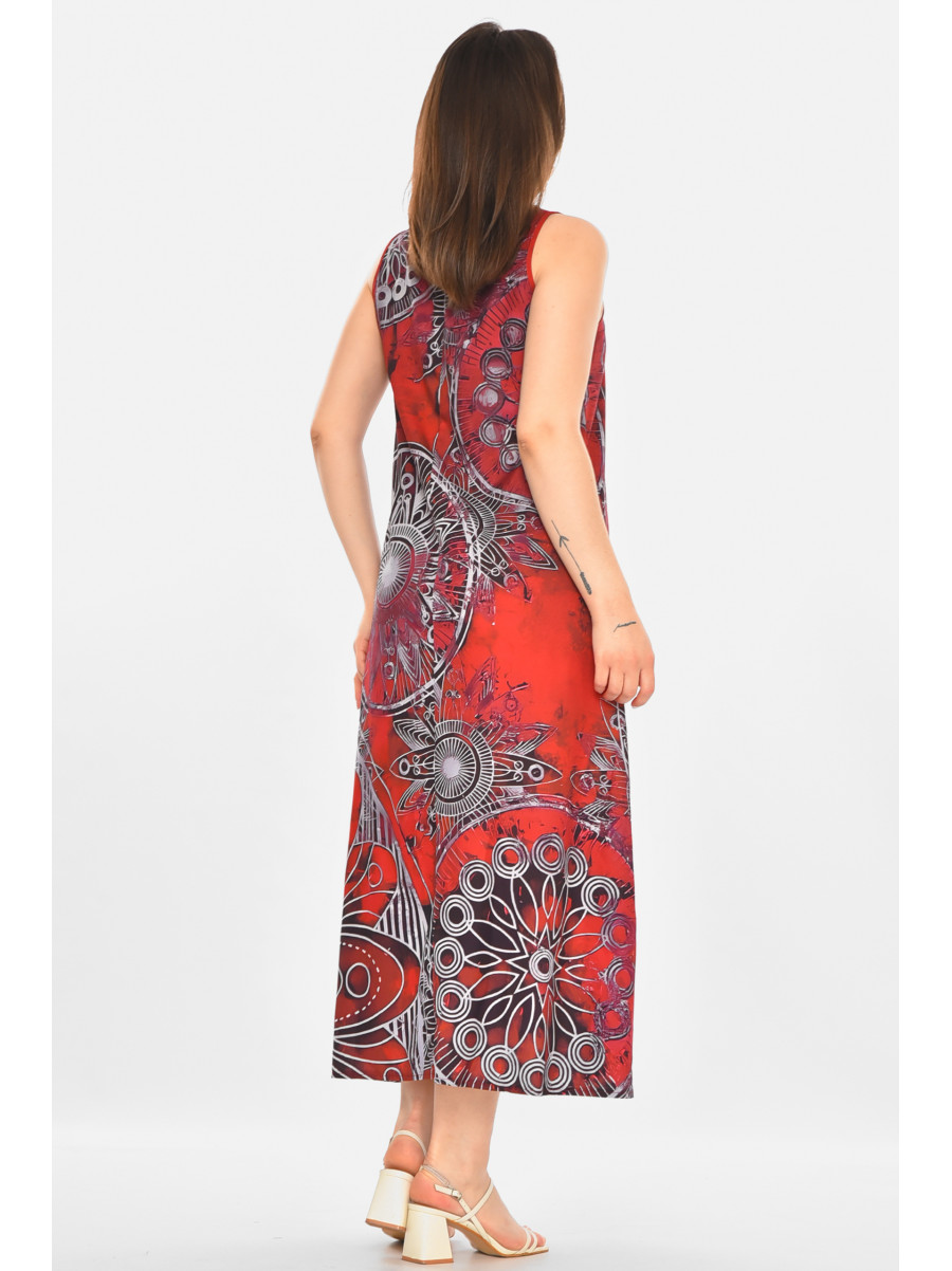 Сукня жіноча бордового кольору з принтом 213522C