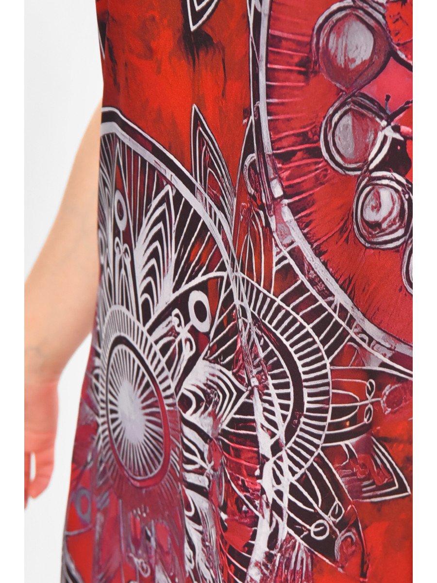 Сукня жіноча бордового кольору з принтом 213522C