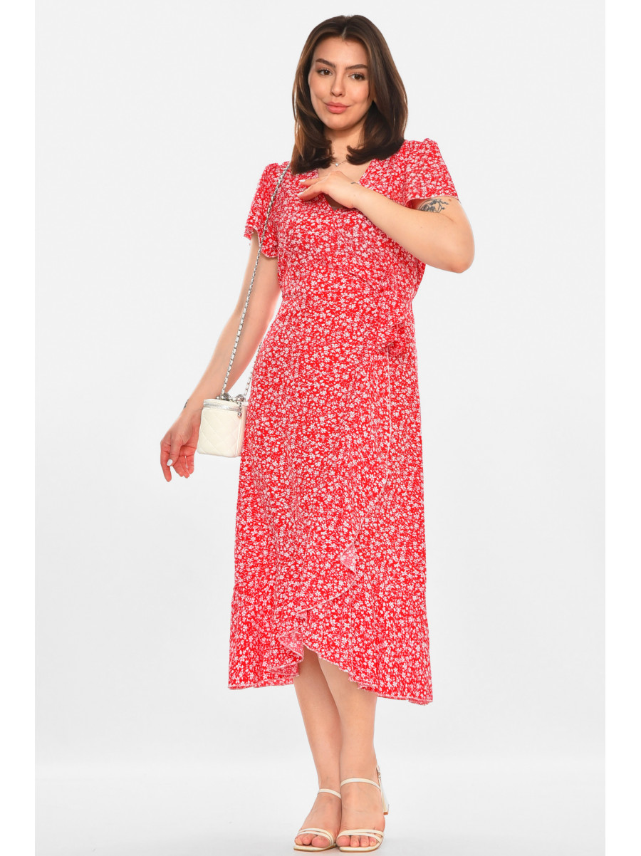 Сукня жіноча червоного кольору з принтом 213525C