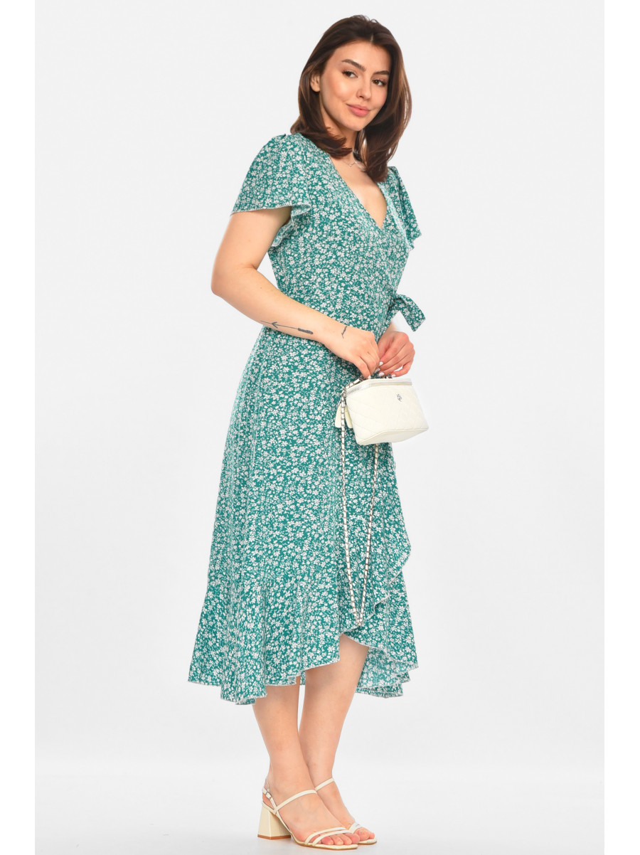 Сукня жіноча зеленого кольору з принтом 213526C