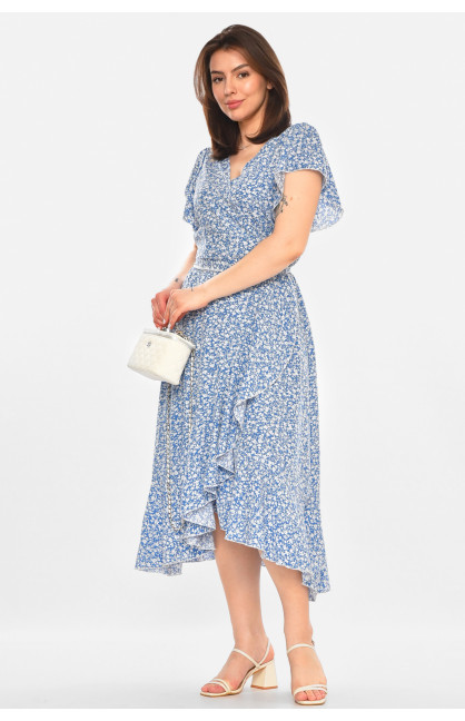 Платье женское синего цвета с принтом 213527C