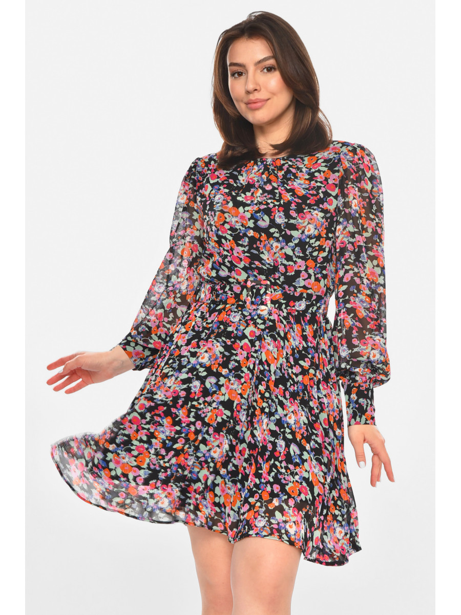 Сукня жіноча чорного кольору з принтом 213528C