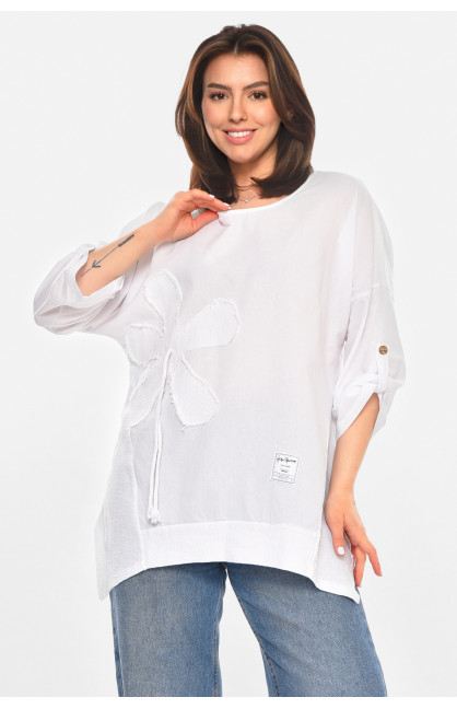 Блуза женская полубатальная белого цвета 213532C