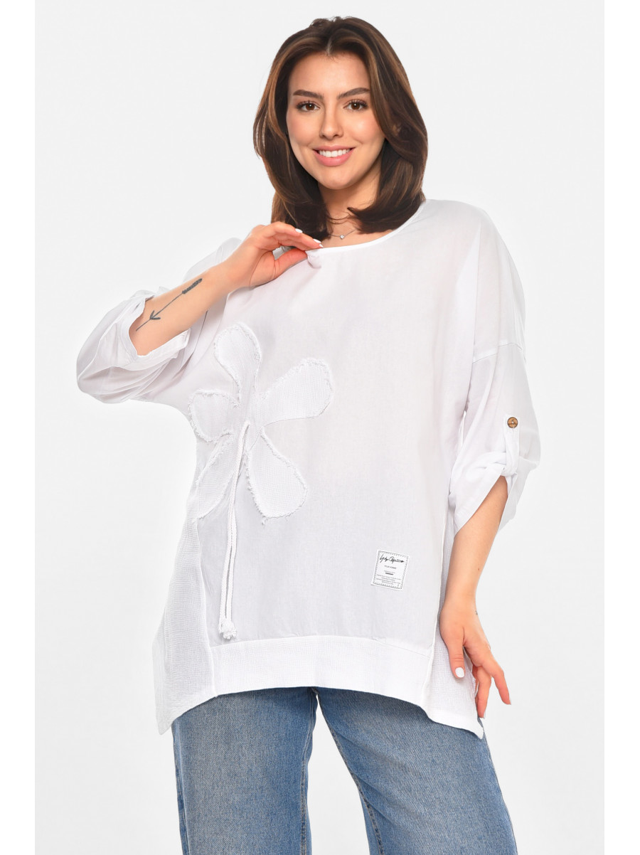 Блуза женская полубатальная белого цвета 213532C