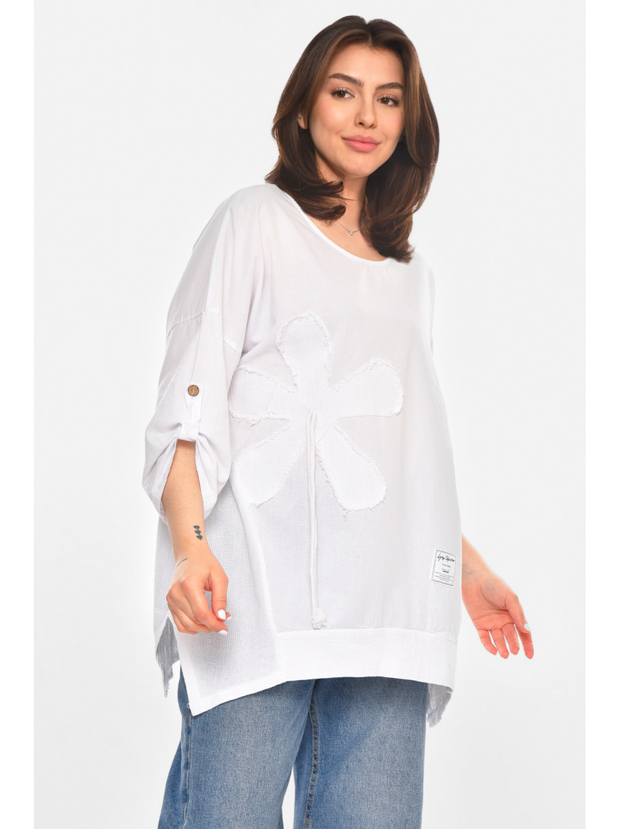 Блуза женская полубатальная белого цвета 213532C