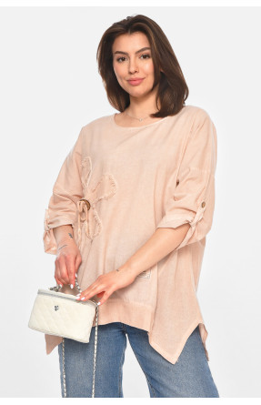 Блуза женская полубатальная бежевого цвета 213533C