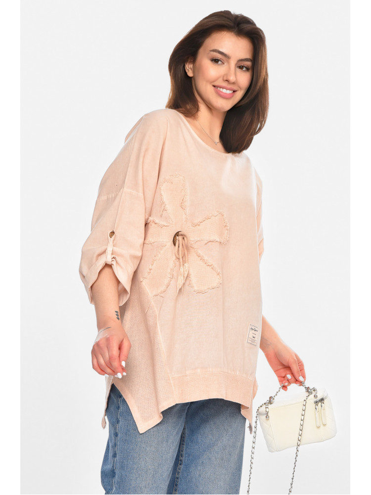 Блуза женская полубатальная бежевого цвета 213533C