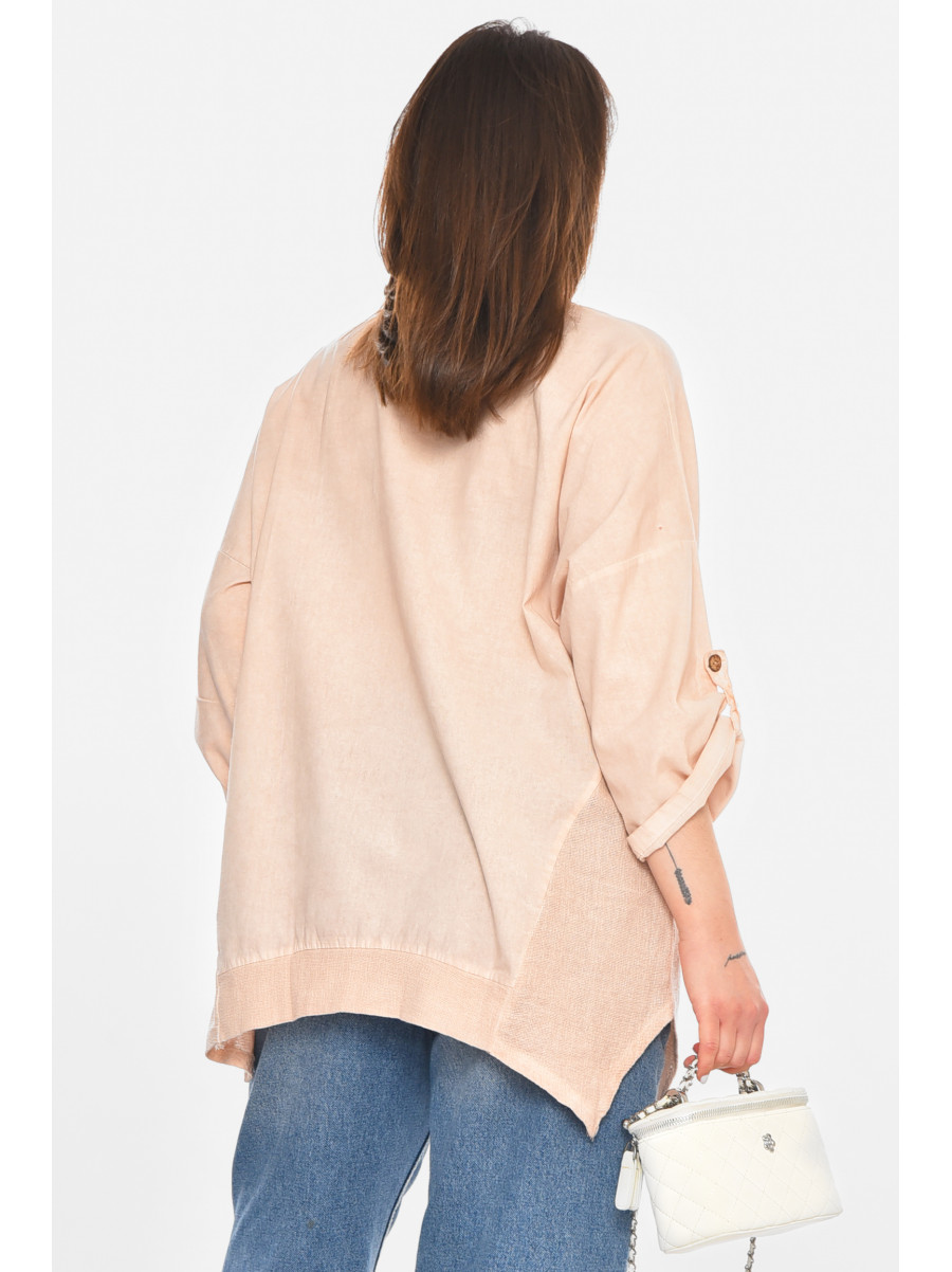 Блуза женская полубатальная бежевого цвета 213533C