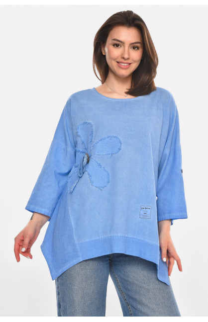 Блуза женская полубатальная голубого цвета 213534C