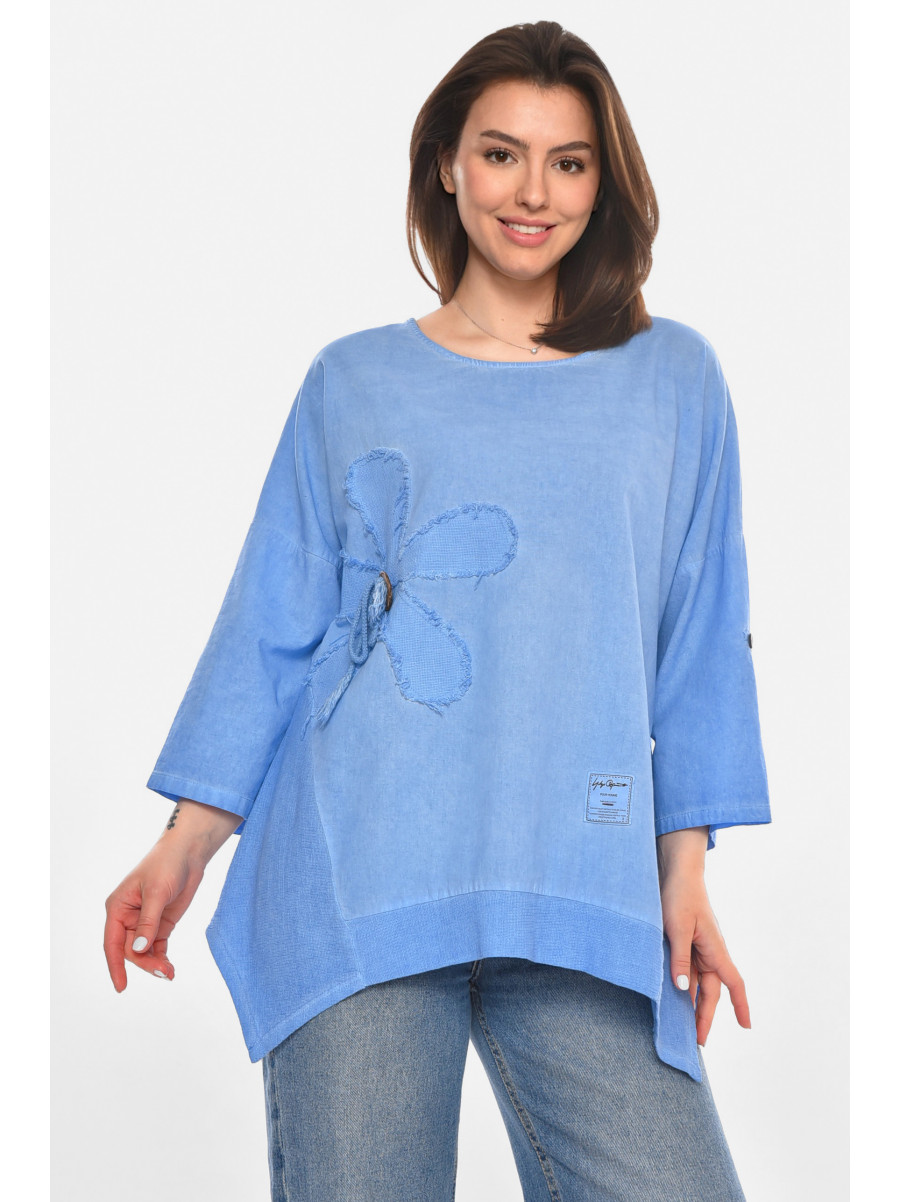 Блуза женская полубатальная голубого цвета 213534C